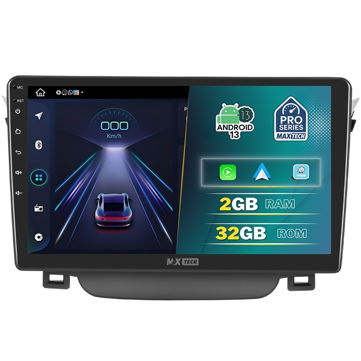 Hyundai I30 2011-2016 navigáció, MaxTech® PRO SZÉRIA, 2 GB RAM 32 GB ROM, Carplay és Android Auto, 9" HD érintőképernyő, GPS, Wifi, Bluetooth, Rádió, USB, EQ, DSP, Waze, Youtube, Google Play