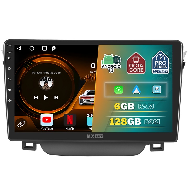 Navigatie Hyundai I30 2011-2016 dedicata, MaxTech® PRO SERIES, 6 GB Ram 128 GB Rom OctaCore, Carplay & Android auto, Ecran 9” HD Touch, GPS, Wifi, Bluetooth, Radio, USB, EQ, DSP, Waze, Youtube