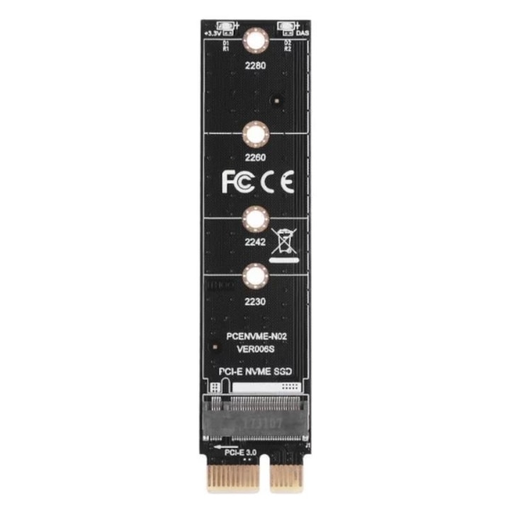 Адаптер, M.2 NVMe SSD към PCI Express x1 адаптер, черен