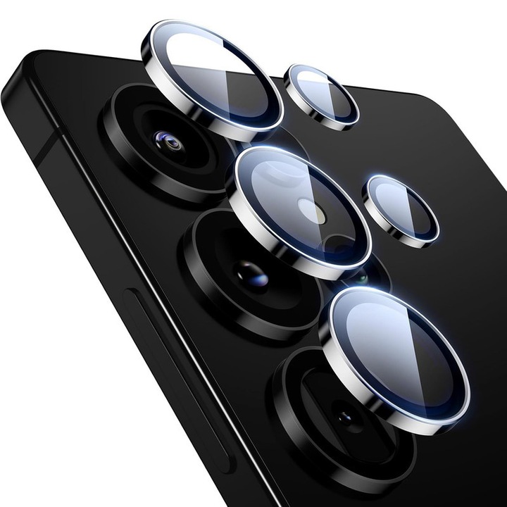 3 Pack Lens Protector for Samsung Galaxy S25 Ultra, OTTOOPPXIN®, 9H Hardness, Full Coverage, Aluminum, Aircraft-Grade Tempered Glass, Black