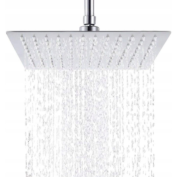 Maibang MBG0741 Квадратна душ глава, неръждаема стомана, хромирано покритие, 70 силиконови дюзи, 20x20x2 см, регулиране на наклона на 360°