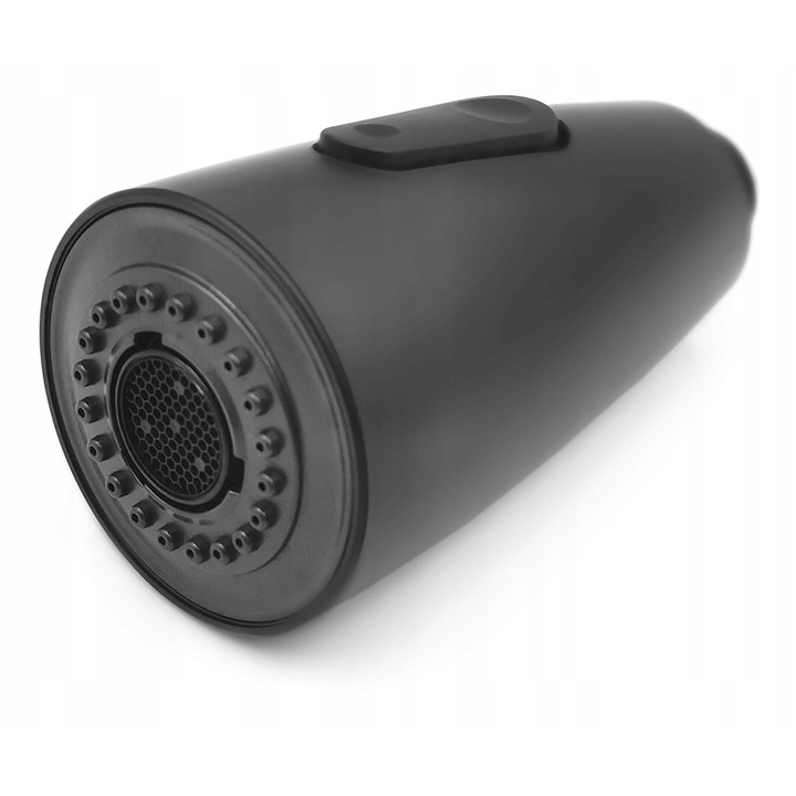 Duza De Dus Pentru Baterie De Bucatarie, Fontes, Accesoriu, 9x52 mm, Negru Mat, Material Pvc Rezistent, Filet Standard 1/2″, Functii Dus/Jet Continu, Sistem Anti-Calcar – Curatare Usoara A Depunerilor De Calcar De Pe Duze