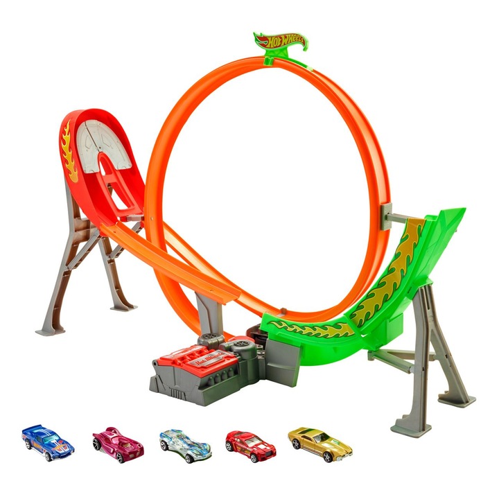 Hot Wheels Super Loop versenypálya és 5 autó, Mattel