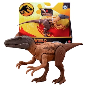 Figura Dinozaur, Mattel, Herrerasaurus, Parti Mobile, Functie Interactiva - Scaneaza Codul De Urmarire In Aplicatia Jurassic World Play, 14 Puncte De Artefacte, Nu Necesita Baterii, 10 cm x 10 cm x 10 cm, Maro
