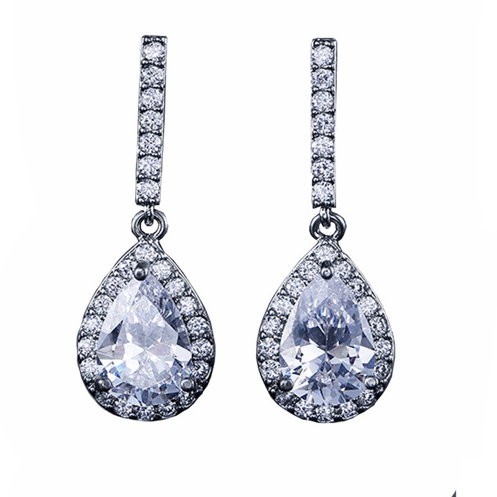 Cercei Eternity cu zirconii albe 3 cm