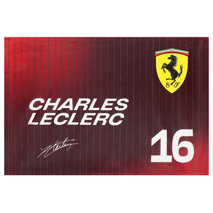 Steag Scuderia Ferrari Charles Leclerc 2025, 90x60 cm, Rosu