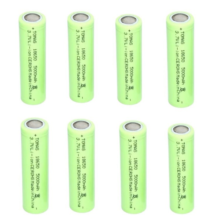Комплект от 8 Li-Ion батерии тип 18650, Капацитет 5000mAh плоски, 3.7V, K KATHODE