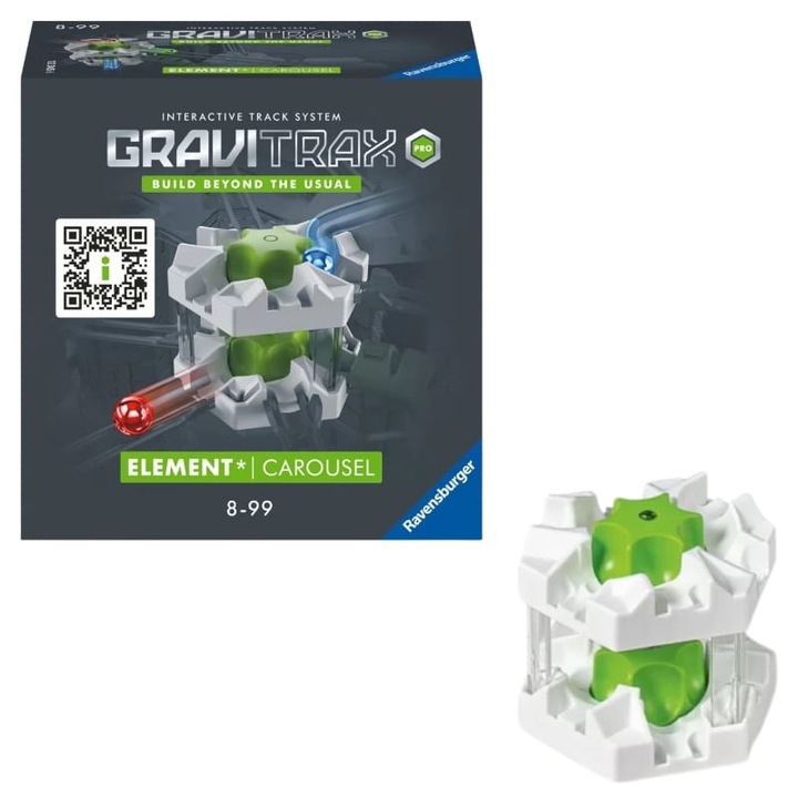 Комплект въртележка Gravitrax Pro Add-On, Ravensburger, пластмасов материал, възраст 8+, тегло 0,3 кг, изработен от устойчиви и безопасни материали, размери 10 см x 10 см x 10,5 см, многоцветен