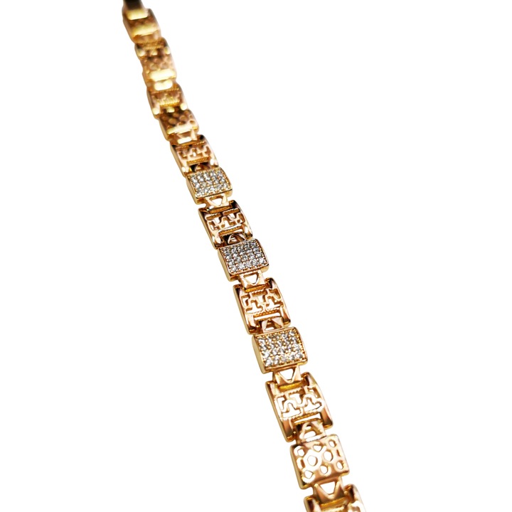 Bratara ajustabila, placata cu aur 18k si pietre zirconiu