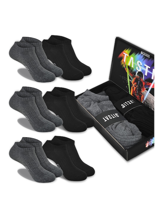 Sosete gri pentru barbati, TASTIQ, Bumbac, Negru