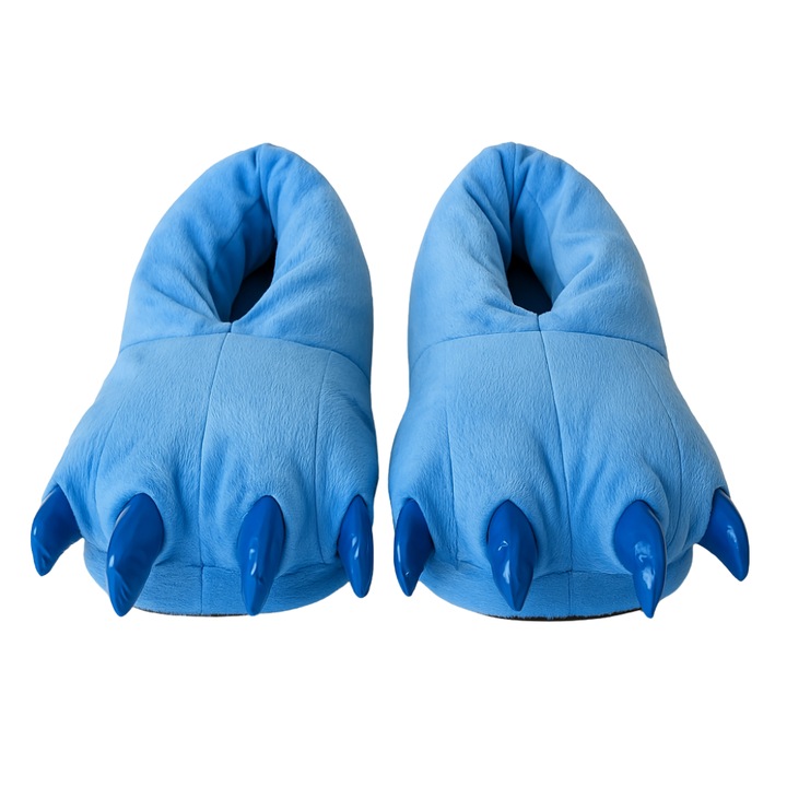 Пантофи, Nerd Hunters, 3D Стич лапи с нокти, Универсален размер EU 37-44, 10.5x0.5 см, Сини, Меки, Плюшени материали, Нехлъзгаща се подметка, Страхотен дизайн на чудовищни лапи