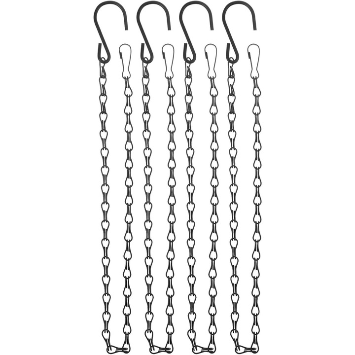 Set de 4 lanturi metalice pentru ghivece suspendate, 100 cm, negru