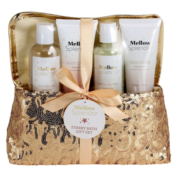 Set Cosmetice De Baie, Openhome, Cadoul Perfect Pentru Femei, Peeling, Sare De Baie, Crema De Corp, Punga Cosmetica Cu Paiete, 4 Articole