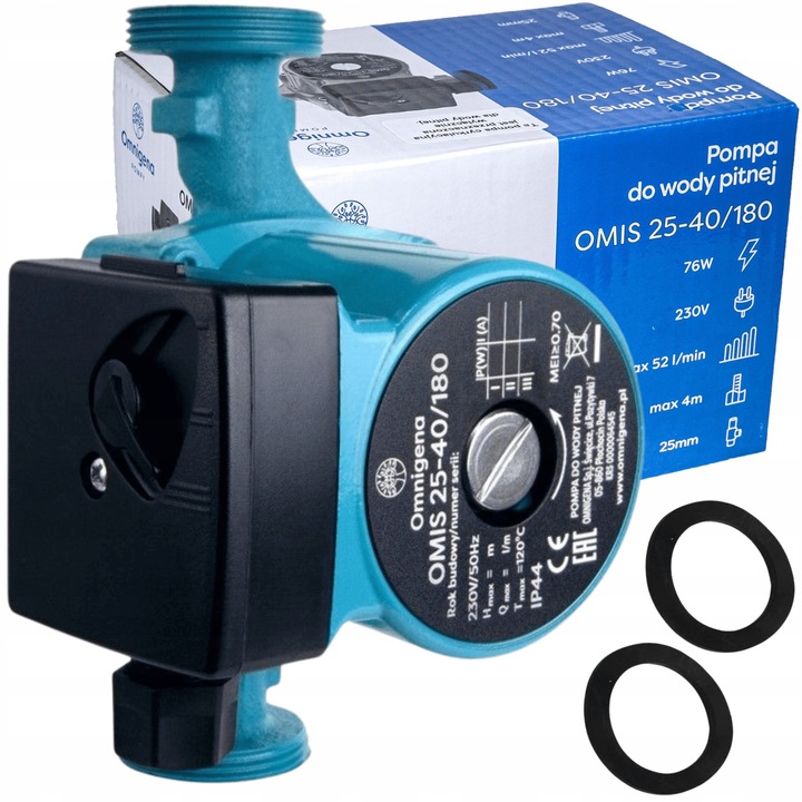 Pompa de circulatie OMNIGENA OMIS 25-40/180, 3 viteze, rezistentă la coroziune, 1 1/2 inch, 126x132x180mm