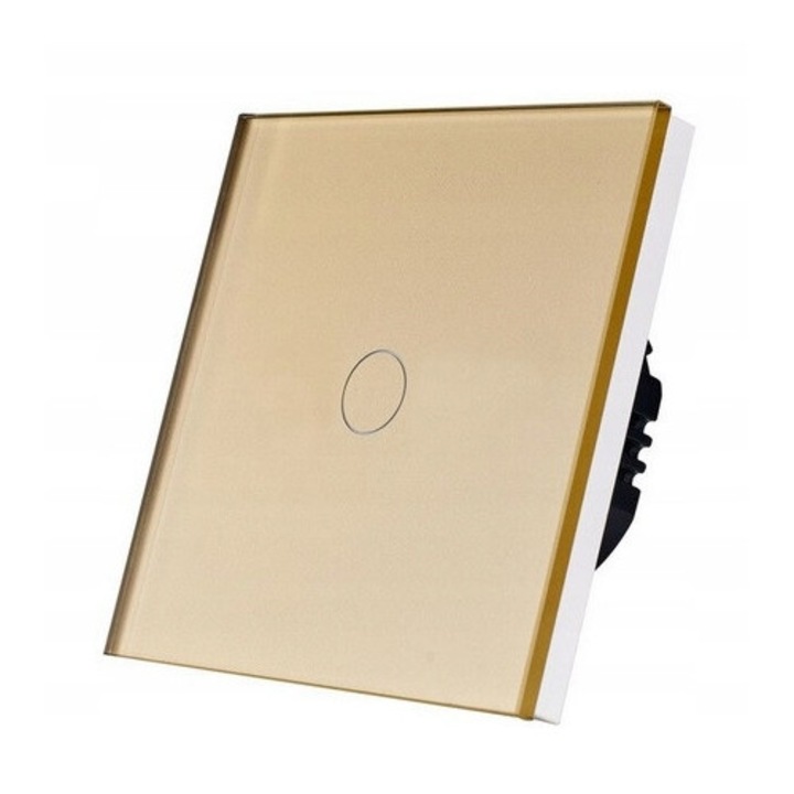 Intrerupator de lumina dotyk cu WiFi, BSEED, auriu, 1 buton, 86x86x9mm