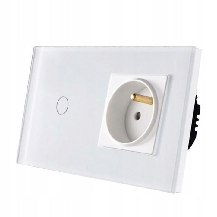 Intrerupator BSEED, cu priza, 1 buton, alb