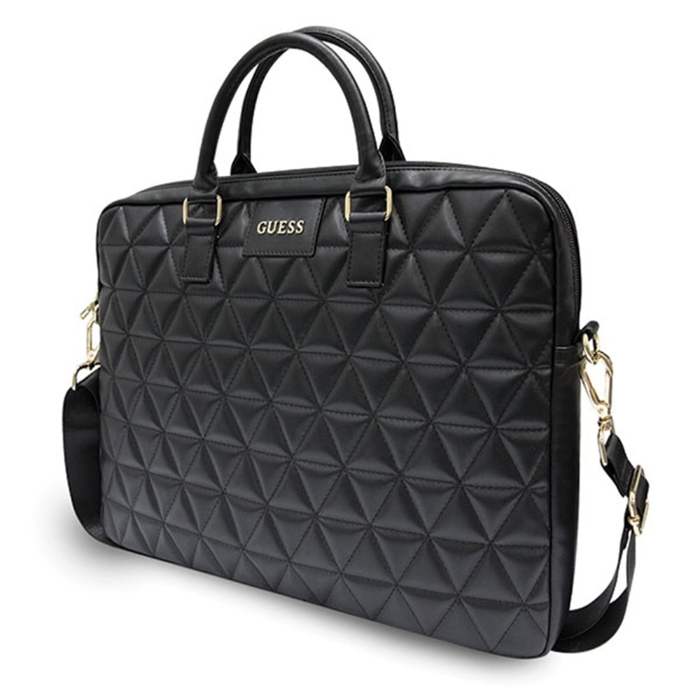 Geantă laptop, GUESS, GUCB15QLBK, 15-16", curea detașabilă, piele poliuretanică, negru