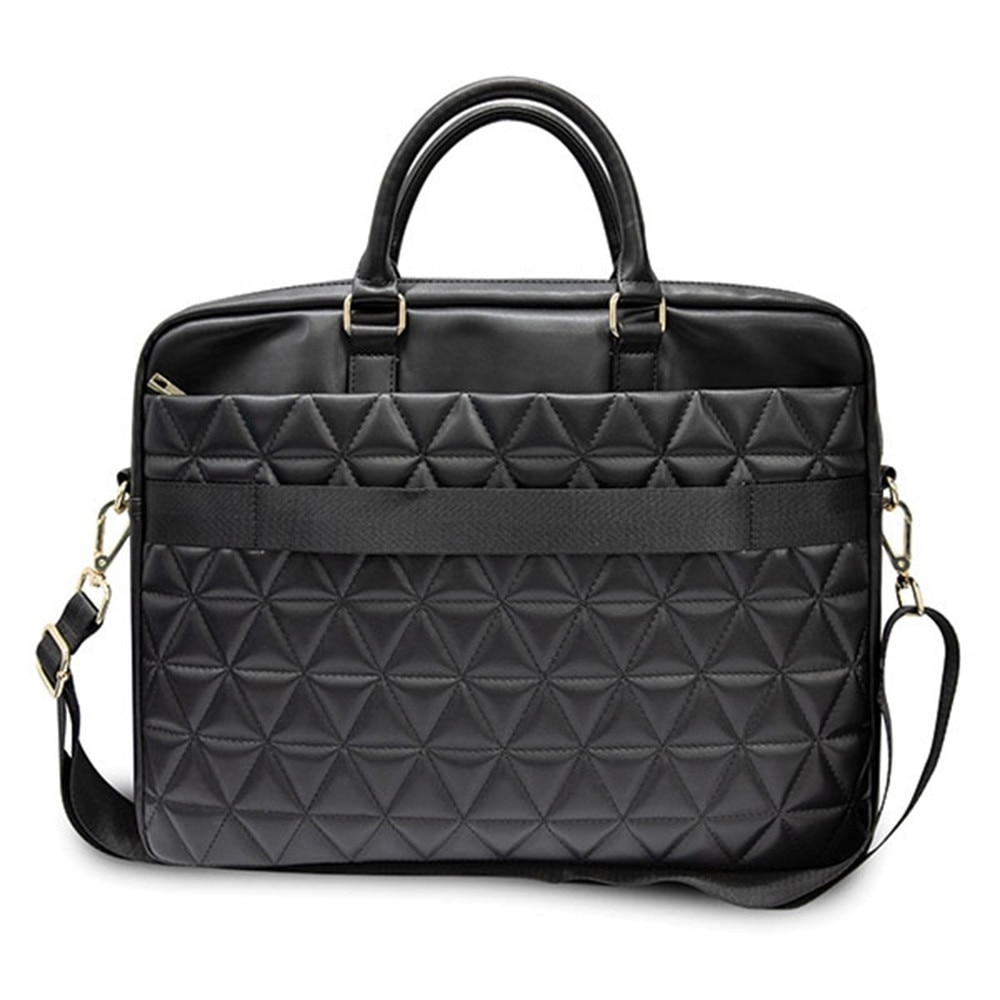 Geanta de laptop Guess, diagonala maxima 15-16", Quilted Bag, model mozaic, 4 compartimente, bareta de umar detasabil, 410x310x50mm, piele, Negru