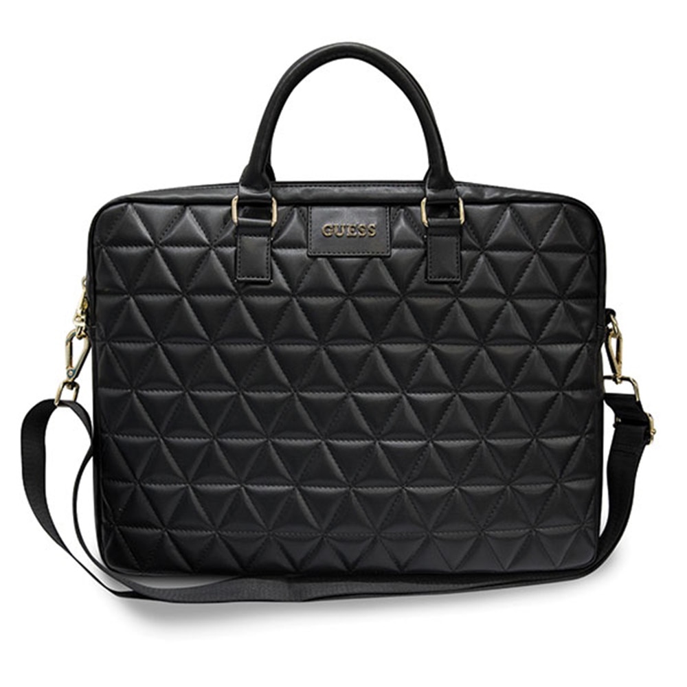 Geantă laptop, GUESS, GUCB15QLBK, 15-16", curea detașabilă, piele poliuretanică, negru