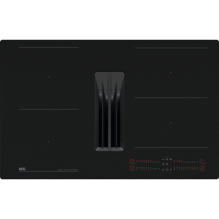 Плот за вграждане AEG TH84CC23CZ, Индукционен, 4 зони за готвене, Електронен таймер, SenseFry, Комбиниран котлон - с вграден абсорбатор, Flexi Bridge, Booster, Функция Bridge, Черен
