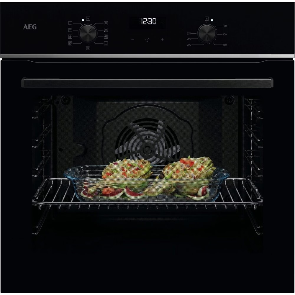 Cuptor incorporabil AEG TU5AB21FSB, Electric, Grill, Ghidaj telescopic pe 1 nivel, volum net 72 L, Clasa A+, Sticla neagra