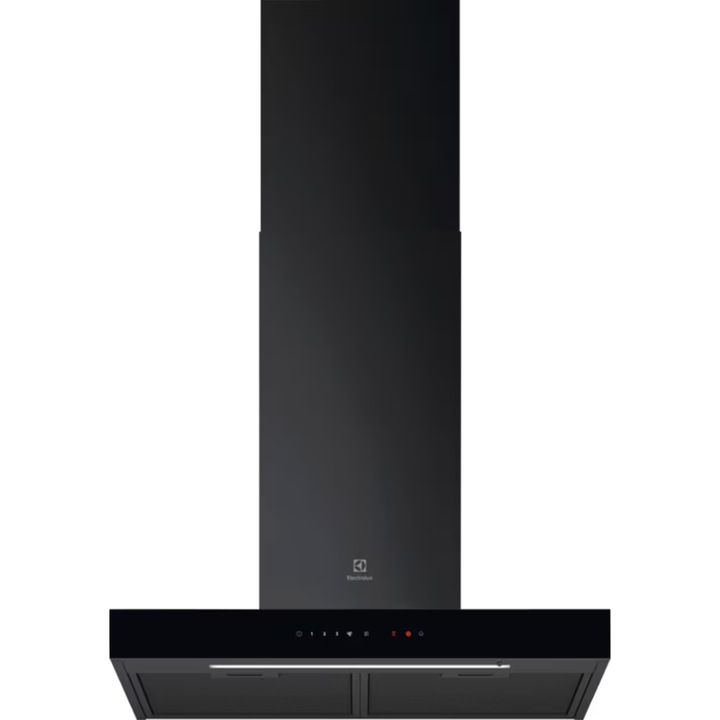Декоративен абсорбатор за вграждане Electrolux LFT816K, Електронно управление, Мощност на абсорбиране 730 мк/ч, Свързване с котлони, Функция Breeze, LED осветление, 60 см, Матово черен