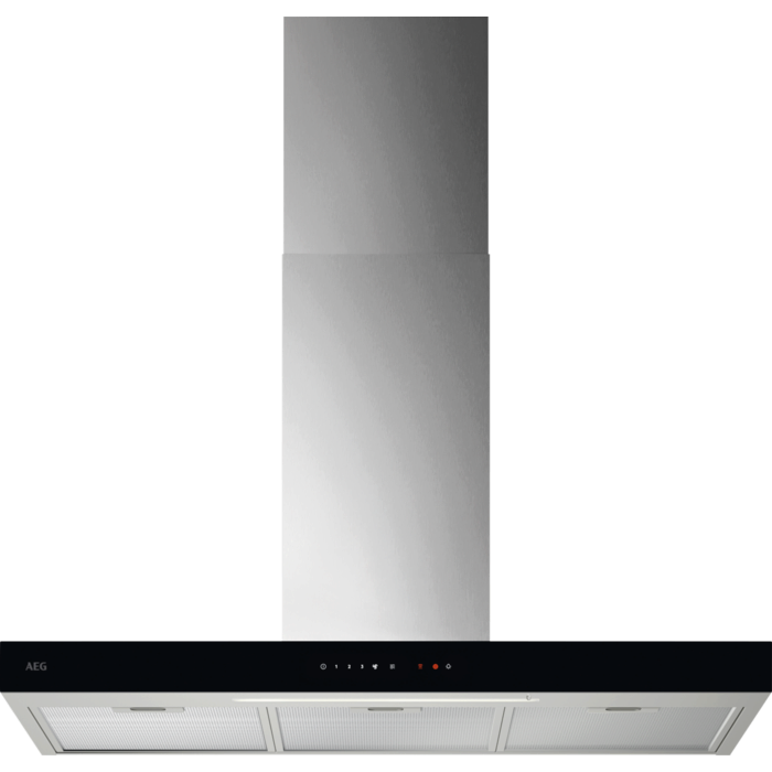 Hota incorporabila decorativa AEG GB67D91HL, Putere de absorbtie 730 mc/h, Conectivitate plita, Control electronic, Functie Breeze, 90 cm, Inox