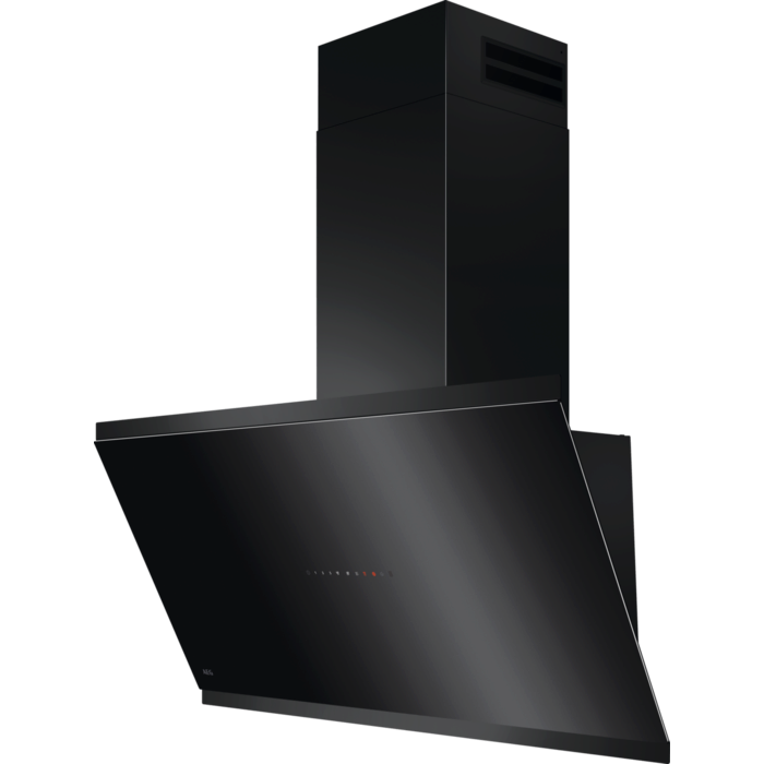 Hota incorporabila decorativa AEG GV77D91SB, Putere de absorbtie 760 mc/h, Control electronic, Functie Breeze, Conectivitate plita, 1 motor, 90 cm, Negru (Glossy)