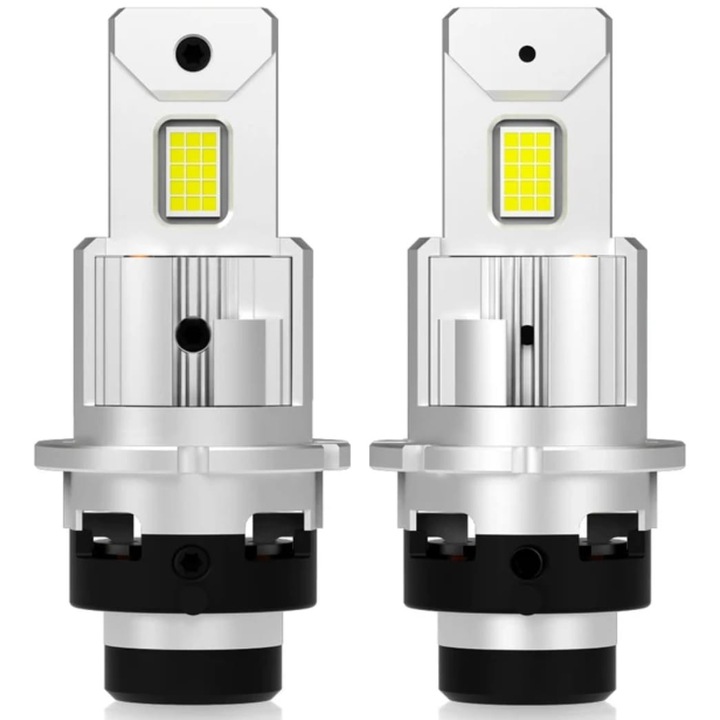 2 db-os AutoREY prémium LED autóizzó készlet, D2S/R 75W 30 000 lumen, 12V–24V-os fényszórókhoz, CSP chip, Canbus, alumínium hűtő, plug & play telepítés, nagy tartósság, 6500K fehér szín