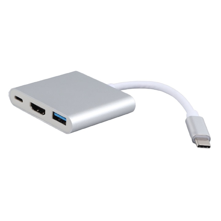 USB C 3 az 1-ben dokkolóállomás alumíniumötvözetből, 4K HD