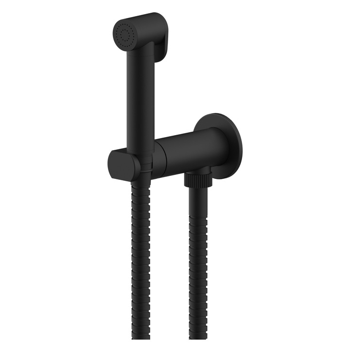 Dus igienic, para + suport + furtun + baterie incastrata, Remer Energy N64WNO, monocomanda, finisaj negru