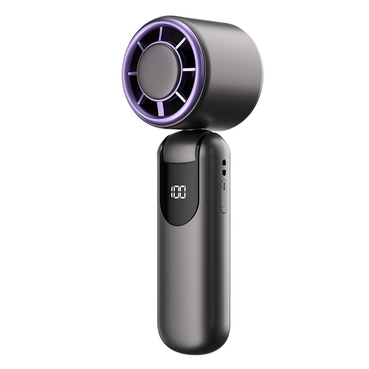 Hordozható ventilátor, 6.2x5.2x16.5cm, szürke
