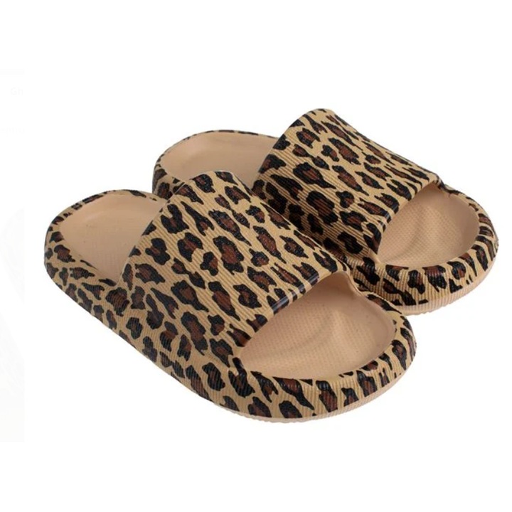 Papuci de plajă, animal print, bej, 37-38 EU