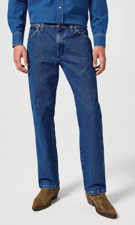 Blugi barbati Wrangler 13MWZ, albastru inchis, 100% bumbac, croiala dreapta