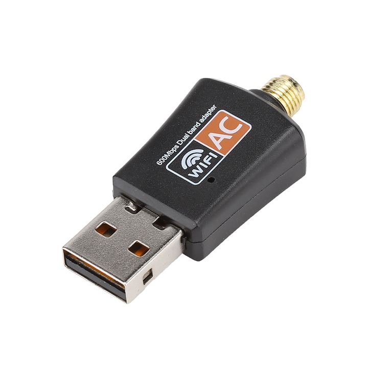 USB kétsávos vezeték nélküli hálózati kártya WD-4505AC, 600Mbps, külső antennával, 2.4G és 5G