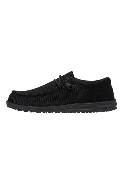 HEYDUDE, Mocasini din material textil cu sireturi, Negru stins, 42