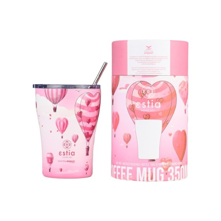 Cana termos Estia Home Art, design unic, 350ml, roz