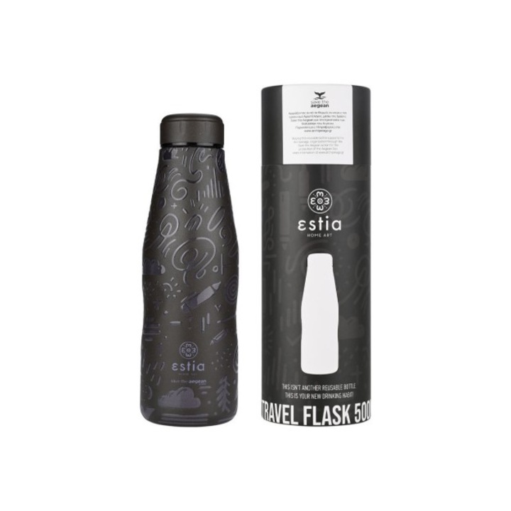 Termos Estia Home Art Travel, 500ml, inox, negru, design unic
