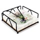 Cutie pentru servetele eleganta, Axroad Mall, Suport metalic pentru servetele pentru masa, Portabil, economiseste spatiu, Cu contragreutate brat, Anti-alunecare, Pentru mese de cafea, sufragerie, birou, Metal/Lemn, 17.8 x 17.8 x 6.8 cm, Negru
