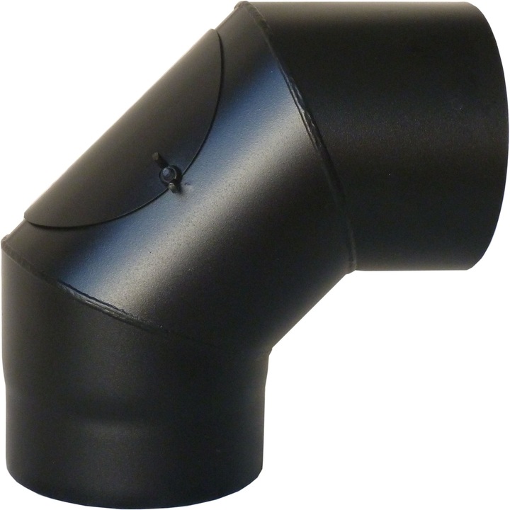 Cot 90 grade evacuare fum, otel, 180 mm, negru