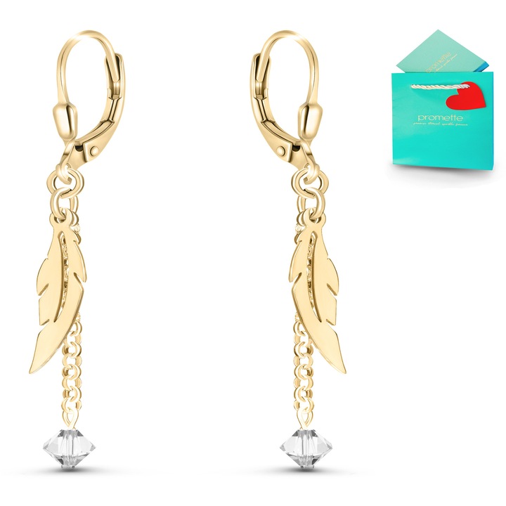 Cercei lungi, Promette, din argint 925, placat cu aur