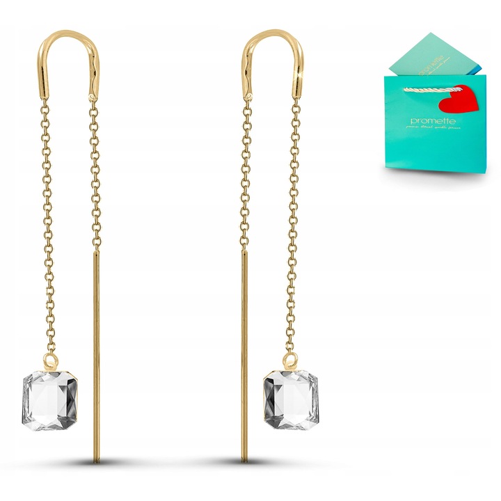 Cercei lungi din argint 925, Auriu/Argintiu