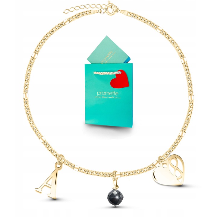 Bratara Promette, din turmalin negru, argint 925, auriu