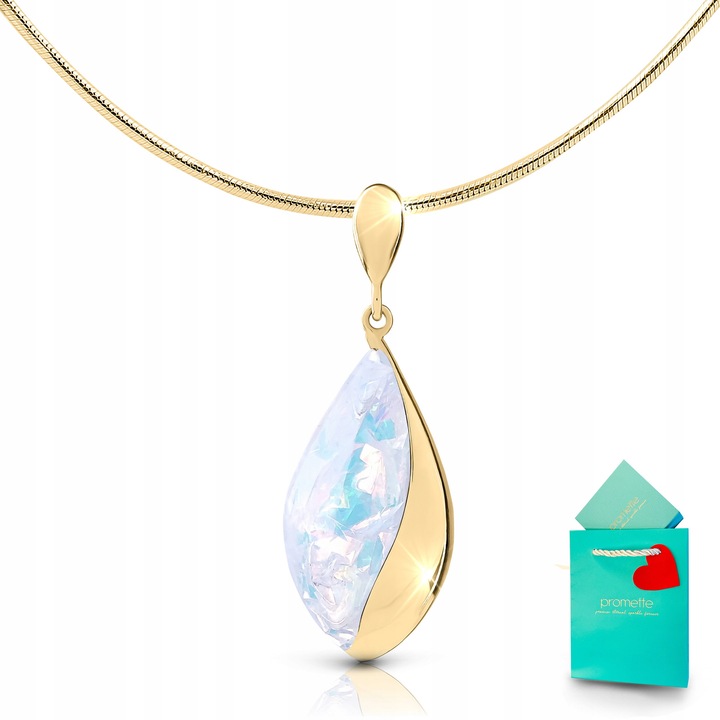 Colier Promette, din argint 925, placat cu aur, cu opal