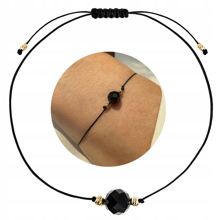 Promette karkötő, fekete turmalinnal, aranyozott, 925 ezüst