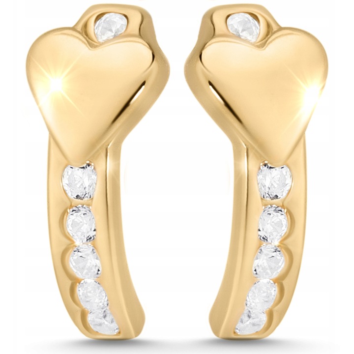 Gyerek fülbevaló, Promette, szívminta, 925 ezüst, aranyozott