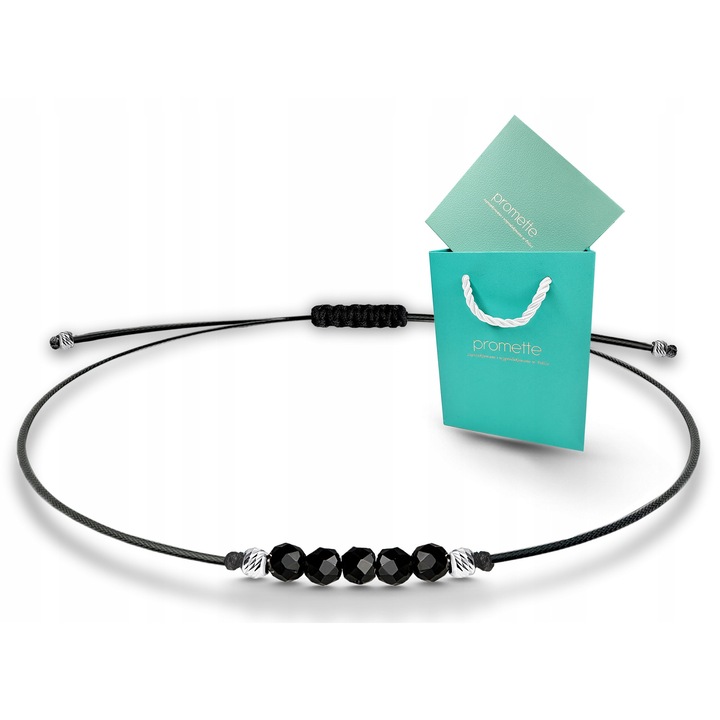 Bratara Promette, din argint 925, cu turmalin negru natural