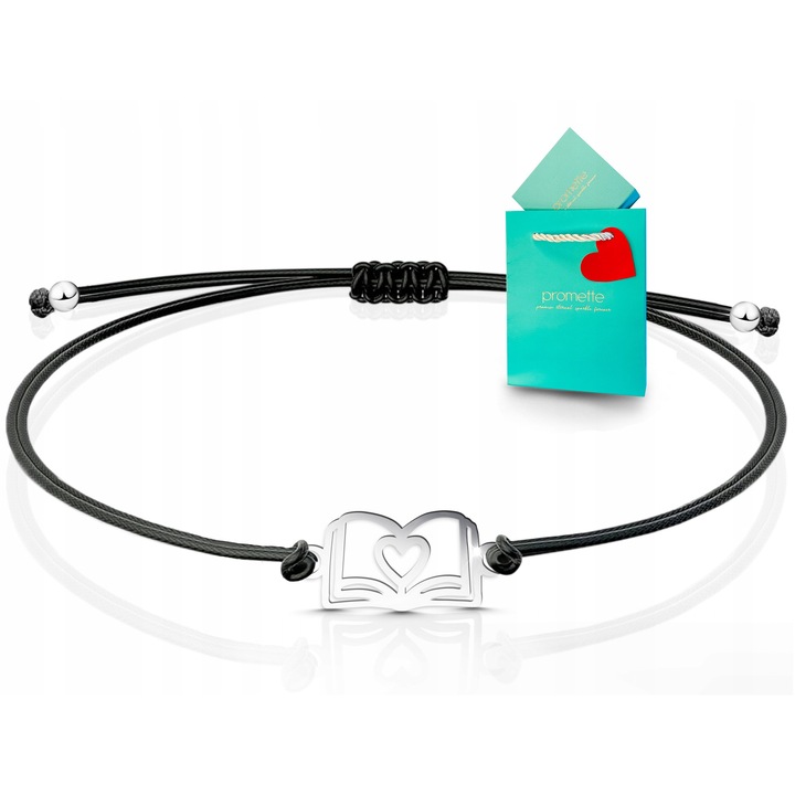 Bratara din argint 925 Promette, model carte, snur reglabil