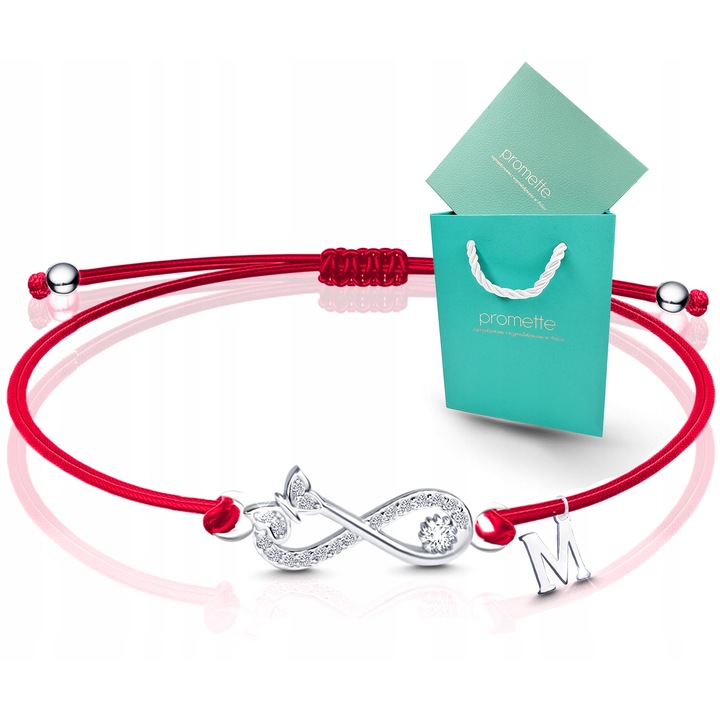 Bratara Promette, snur reglabil, model infinit, argint 925, cu zirconiu