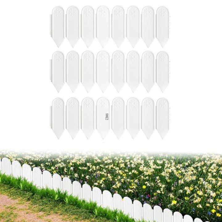 Gard Decorativ SIKS Din Plastic, Pentru Gradina, Set 6 Bucati, 20 x 18 x 0.4 Cm, Alb